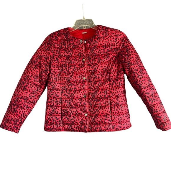 TOMMY BAHAMA Womens Reversible Puffer Jacket Red / Leopard Size Extra Small NWOT - Picture 6 of 14